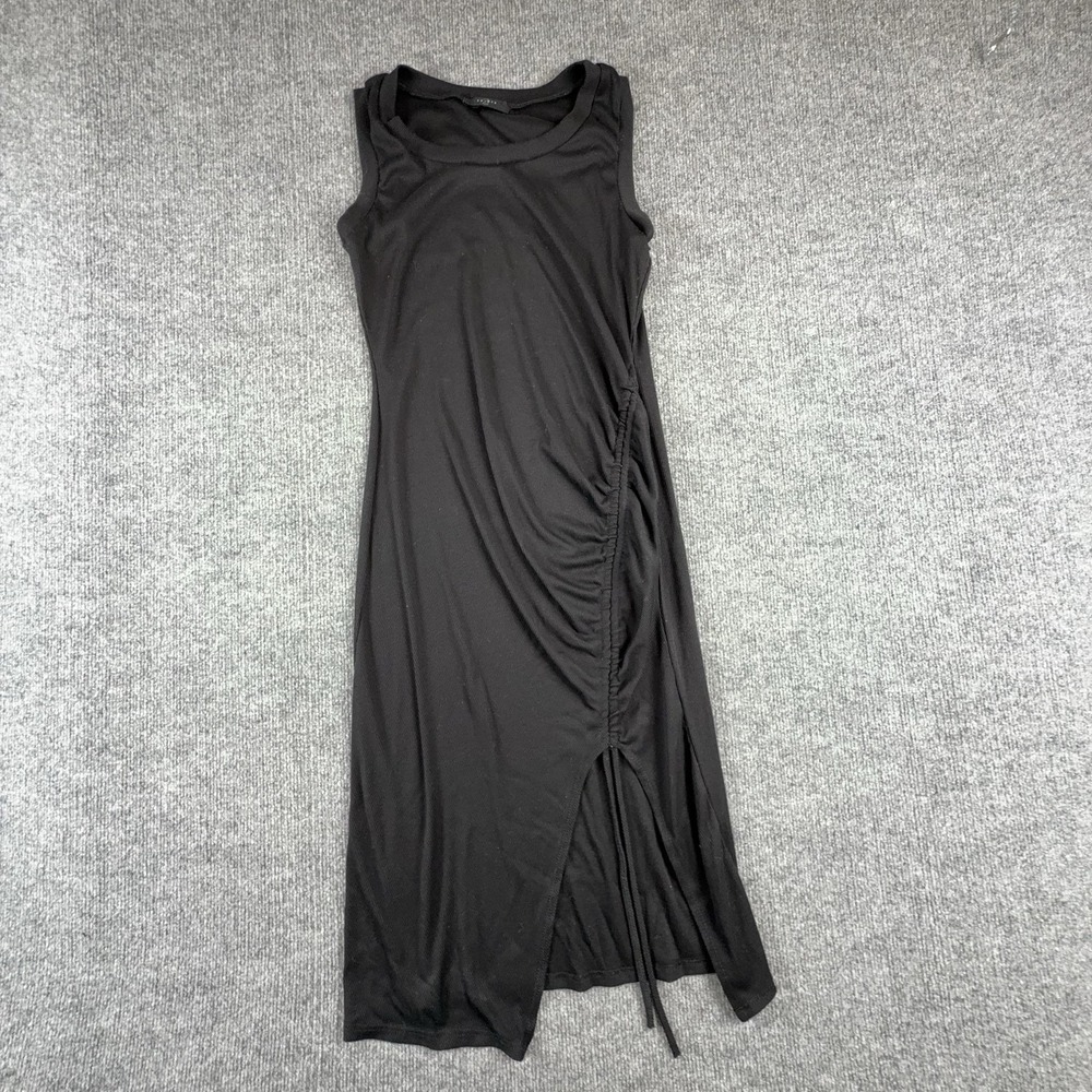 2 SAINTS Dress Womens Small Black Ruched Tank Bodycon Knit Side Slit Casual